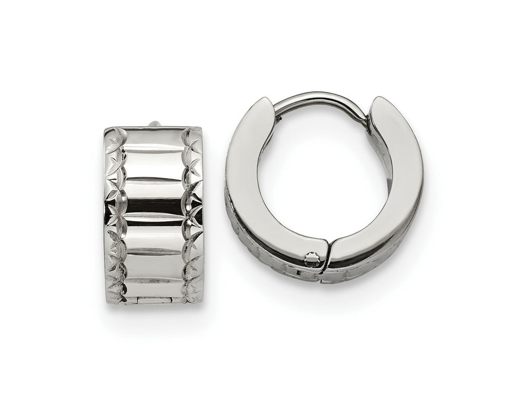 FJC Finejewelers Stainless Steel Polished and Textured 5mm Hinged Hoop Earrings 13 mm x 19 mm
