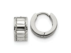 FJC Finejewelers Stainless Steel Polished and Textured 5mm Hinged Hoop Earrings 13 mm x 19 mm