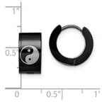 FJC Finejewelers Stainless Steel Polished Black IP 7mm Hinged Hoop with Yin Yang Earrings 12 mm x 14 mm
