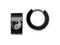 FJC Finejewelers Stainless Steel Polished Black IP 7mm Hinged Hoop with Yin Yang Earrings 12 mm x 14 mm