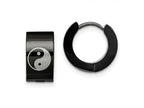 FJC Finejewelers Stainless Steel Polished Black IP 7mm Hinged Hoop with Yin Yang Earrings 12 mm x 14 mm