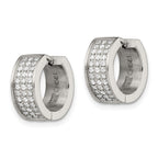 FJC Finejewelers Stainless Steel Brushed and Polished with CZ 6mm Hinged Hoop Earrings 10 mm x 15 mm