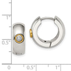 FJC Finejewelers Stainless Steel Polished Yellow IP-plated with CZ 7mm Hinged Hoop Earrings 11 mm x 18 mm