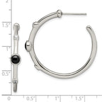 FJC Finejewelers Stainless Steel Polished with Black Onyx and CZ Post Hoop Earrings 35 x 35 mm