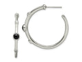 FJC Finejewelers Stainless Steel Polished with Black Onyx and CZ Post Hoop Earrings 35 x 35 mm