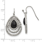 FJC Finejewelers Stainless Steel Dangle Polished and Textured Black Onyx Shepherd Hook Earrings 20 mm