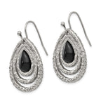 FJC Finejewelers Stainless Steel Dangle Polished and Textured Black Onyx Shepherd Hook Earrings 20 mm