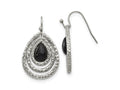 FJC Finejewelers Stainless Steel Dangle Polished and Textured Black Onyx Shepherd Hook Earrings 20 mm