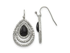 FJC Finejewelers Stainless Steel Dangle Polished and Textured Black Onyx Shepherd Hook Earrings 20 mm