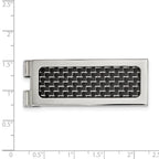 FJC Finejewelers Stainless Steel Polished with Black Carbon Fiber Inlay Money Clip 53 x 20 mm