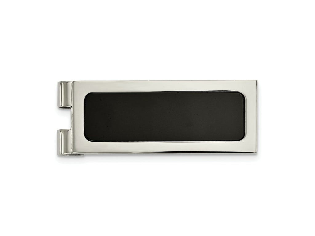 FJC Finejewelers Stainless Steel Polished with Black Agate Inlay Money Clip 54 x 20 mm