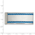 FJC Finejewelers Stainless Steel Polished Blue Carbon Fiber Inlay Money Clip 53 x 22 mm