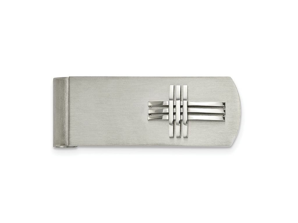 FJC Finejewelers Stainless Steel Brushed and Polished Cross Money Clip 52 x 19 mm