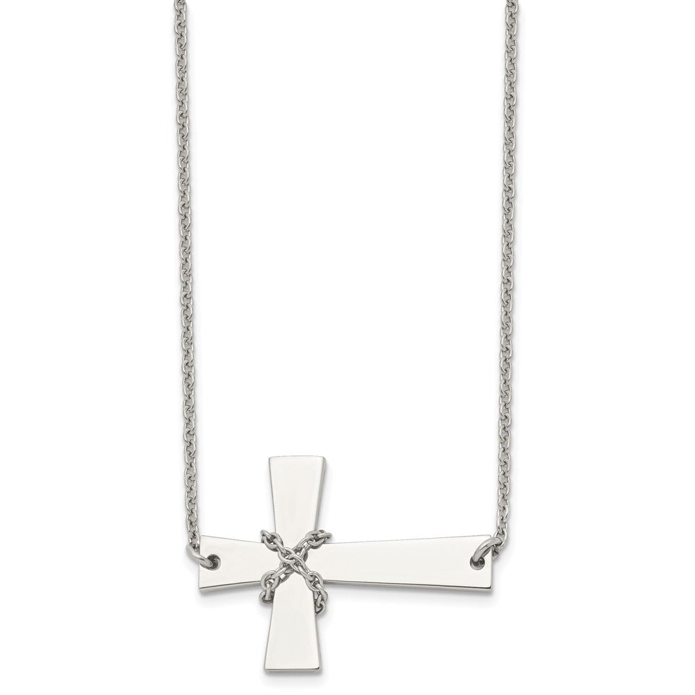 FJC Finejewelers Stainless Steel Sideways Cross with Chain 21in Necklace 21 Inches x 40 mm