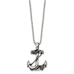 FJC Finejewelers Stainless Steel Ball Antiqued and Polished Anchor 22in Necklace 22 Inches x 24.88 mm