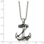 FJC Finejewelers Stainless Steel Ball Antiqued and Polished Anchor 22in Necklace 22 Inches x 24.88 mm