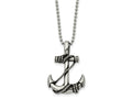 FJC Finejewelers Stainless Steel Ball Antiqued and Polished Anchor 22in Necklace 22 Inches x 24.88 mm