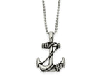 FJC Finejewelers Stainless Steel Ball Antiqued and Polished Anchor 22in Necklace 22 Inches x 24.88 mm