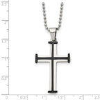 FJC Finejewelers Stainless Steel Black IP-plated Cross 22in Necklace 22 Inches x 25 mm