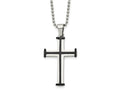 FJC Finejewelers Stainless Steel Black IP-plated Cross 22in Necklace 22 Inches x 25 mm