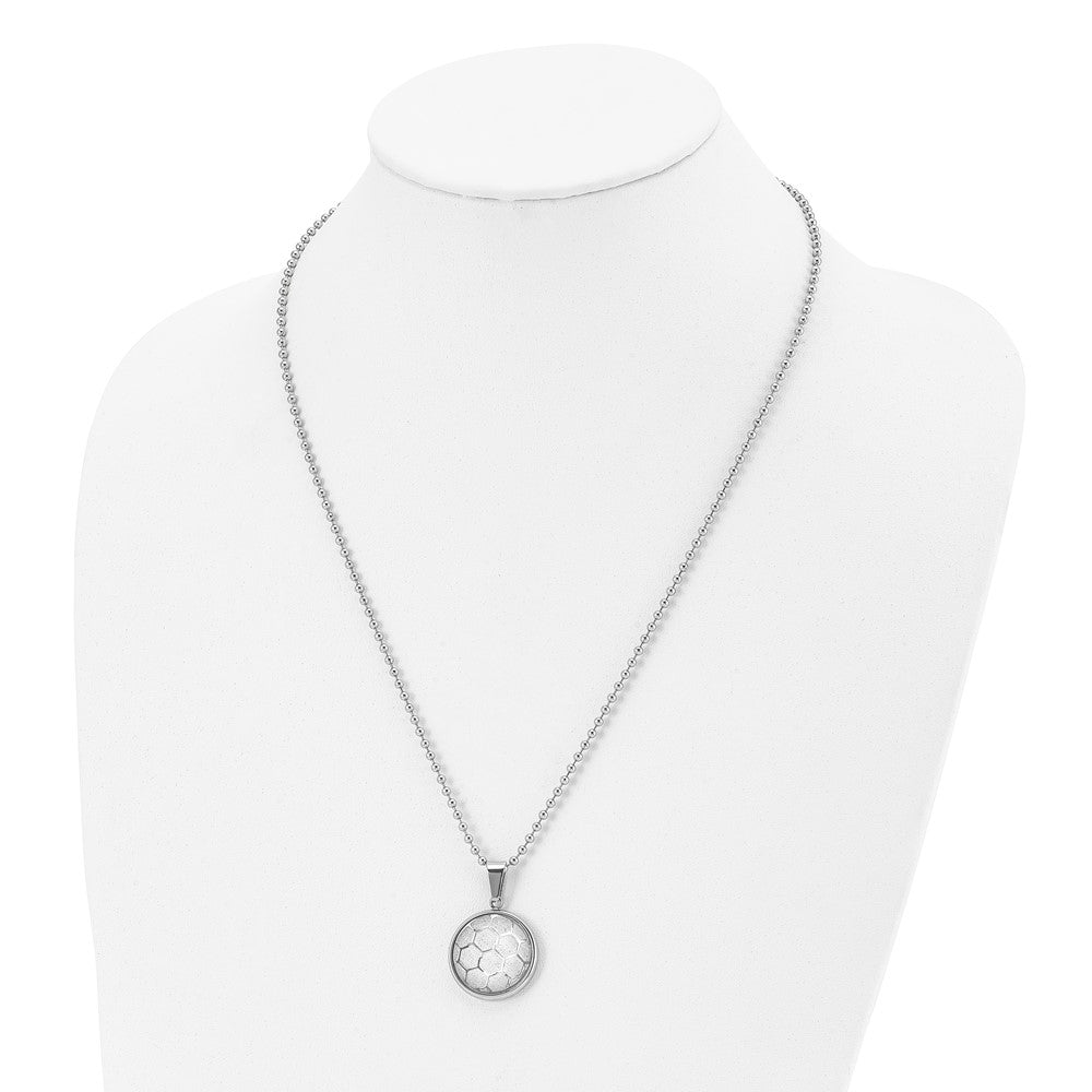FJC Finejewelers Stainless Steel Polished with Acrylic Soccer Ball 22in Necklace 22 Inches x 22.81 mm