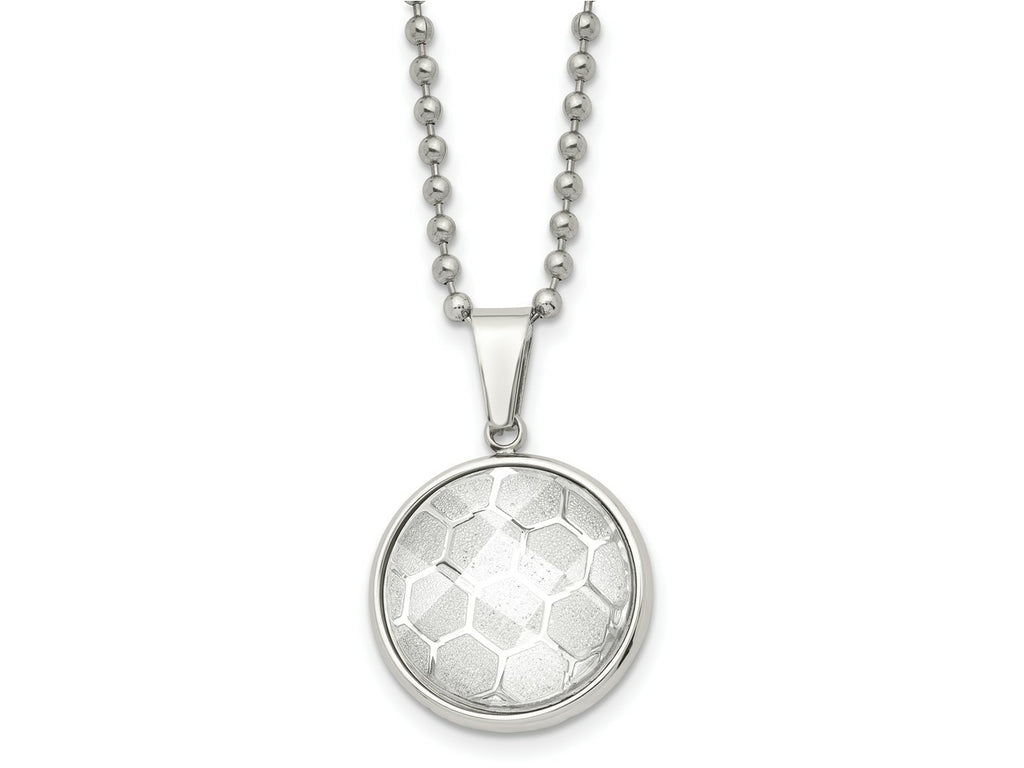 FJC Finejewelers Stainless Steel Polished with Acrylic Soccer Ball 22in Necklace 22 Inches x 22.81 mm