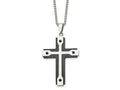 FJC Finejewelers Stainless Steel Box Brushed and Black IP-plated Cross 22in Necklace 22 Inches x 35 mm