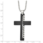 FJC Finejewelers Stainless Steel Ball Black IP-plated Cut out Cross 22in Necklace 22 Inches x 35 mm