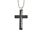 FJC Finejewelers Stainless Steel Ball Black IP-plated Cut out Cross 22in Necklace 22 Inches x 35 mm