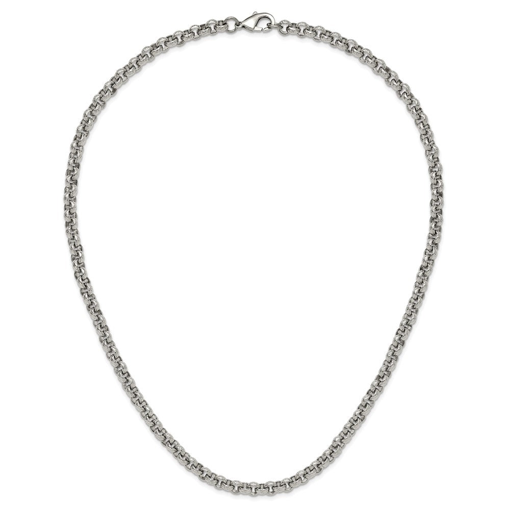 FJC Finejewelers Stainless Steel Rolo Polished and Textured Link 24in Necklace 24 Inches x 7 mm