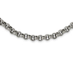 FJC Finejewelers Stainless Steel Rolo Polished and Textured Link 24in Necklace 24 Inches x 7 mm