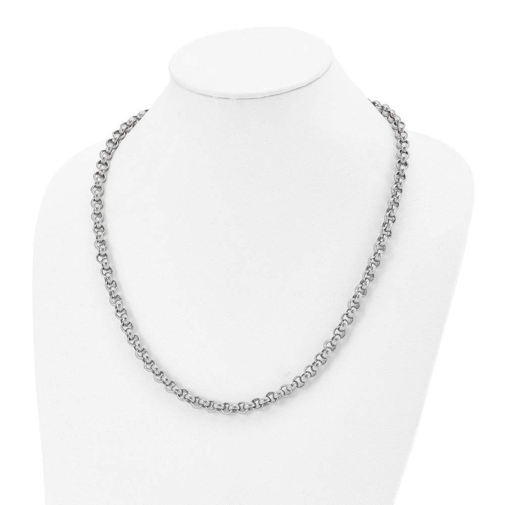 FJC Finejewelers Stainless Steel Rolo Polished and Textured Link 24in Necklace 24 Inches x 7 mm