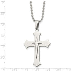 FJC Finejewelers Stainless Steel Polished Cross 24in Necklace 24 Inches x 31 mm