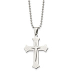 FJC Finejewelers Stainless Steel Polished Cross 24in Necklace 24 Inches x 31 mm
