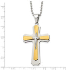 FJC Finejewelers Stainless Steel Ball Yellow IP-plated Cross 22in Necklace 22 Inches x 34 mm