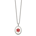 FJC Finejewelers Stainless Steel Cable with Red Enamel Oval Medical ID 20in Necklace 20 Inches x 34.67 mm