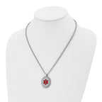 FJC Finejewelers Stainless Steel Cable with Red Enamel Oval Medical ID 20in Necklace 20 Inches x 34.67 mm