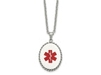 FJC Finejewelers Stainless Steel Cable with Red Enamel Oval Medical ID 20in Necklace 20 Inches x 34.67 mm