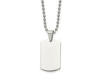 FJC Finejewelers Stainless Steel Brushed and 2mm Reversible Dog Tag 24in Necklace 24 Inches x 17.82 mm