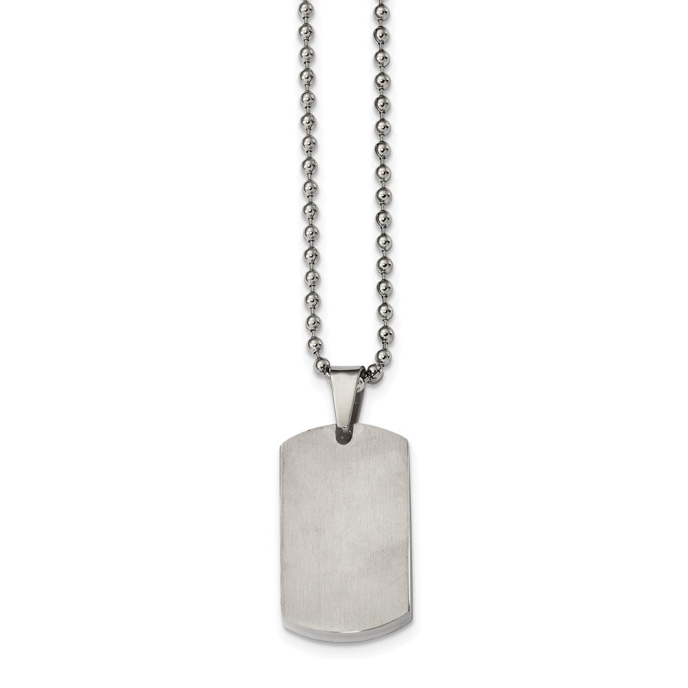 FJC Finejewelers Stainless Steel Brushed and 4mm Reversible Dog Tag 24in Necklace 24 Inches x 17.88 mm