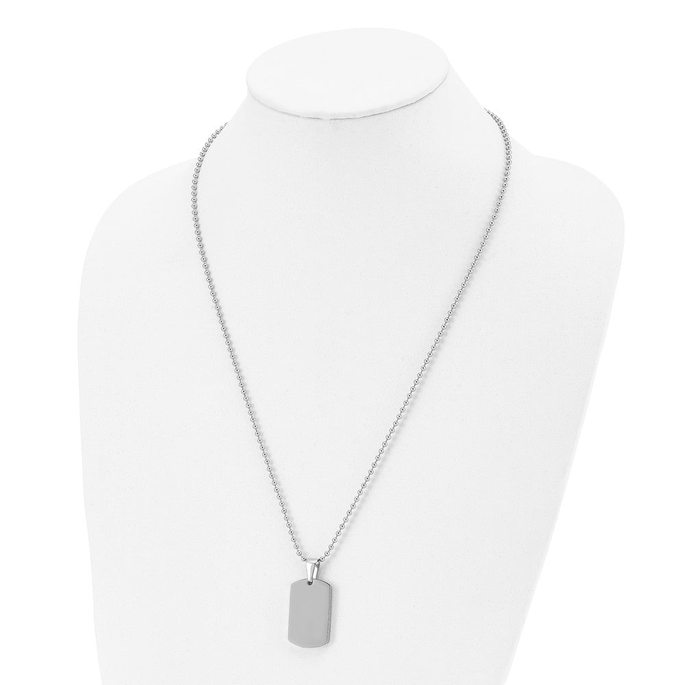 FJC Finejewelers Stainless Steel Brushed and 4mm Reversible Dog Tag 24in Necklace 24 Inches x 17.88 mm