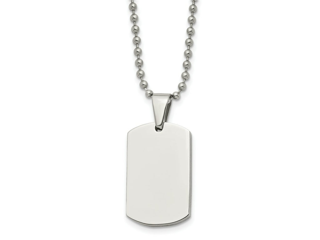 FJC Finejewelers Stainless Steel Brushed and 4mm Reversible Dog Tag 24in Necklace 24 Inches x 17.88 mm