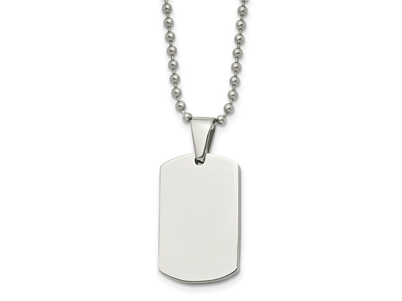 FJC Finejewelers Stainless Steel Brushed and 4mm Reversible Dog Tag 24in Necklace 24 Inches x 17.88 mm