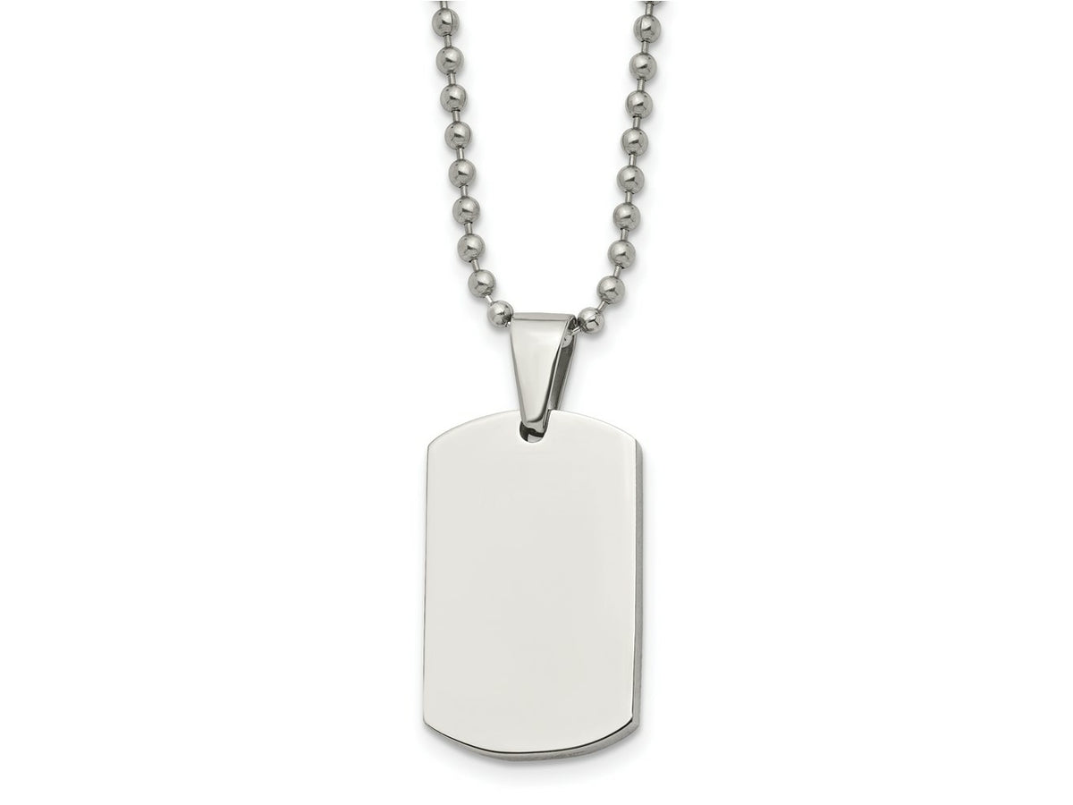 FJC Finejewelers Stainless Steel Brushed and 4mm Reversible Dog Tag 24in Necklace 24 Inches x 17.88 mm