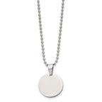 FJC Finejewelers Stainless Steel Brushed and Polished Round 2mm Dog Tag Necklace 24 Inches x 22 mm