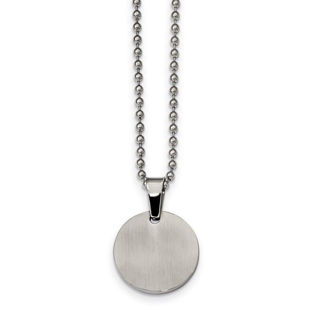 FJC Finejewelers Stainless Steel Brushed and Polished Round 2mm Dog Tag Necklace 24 Inches x 22 mm
