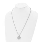 FJC Finejewelers Stainless Steel Brushed and Polished Round 2mm Dog Tag Necklace 24 Inches x 22 mm