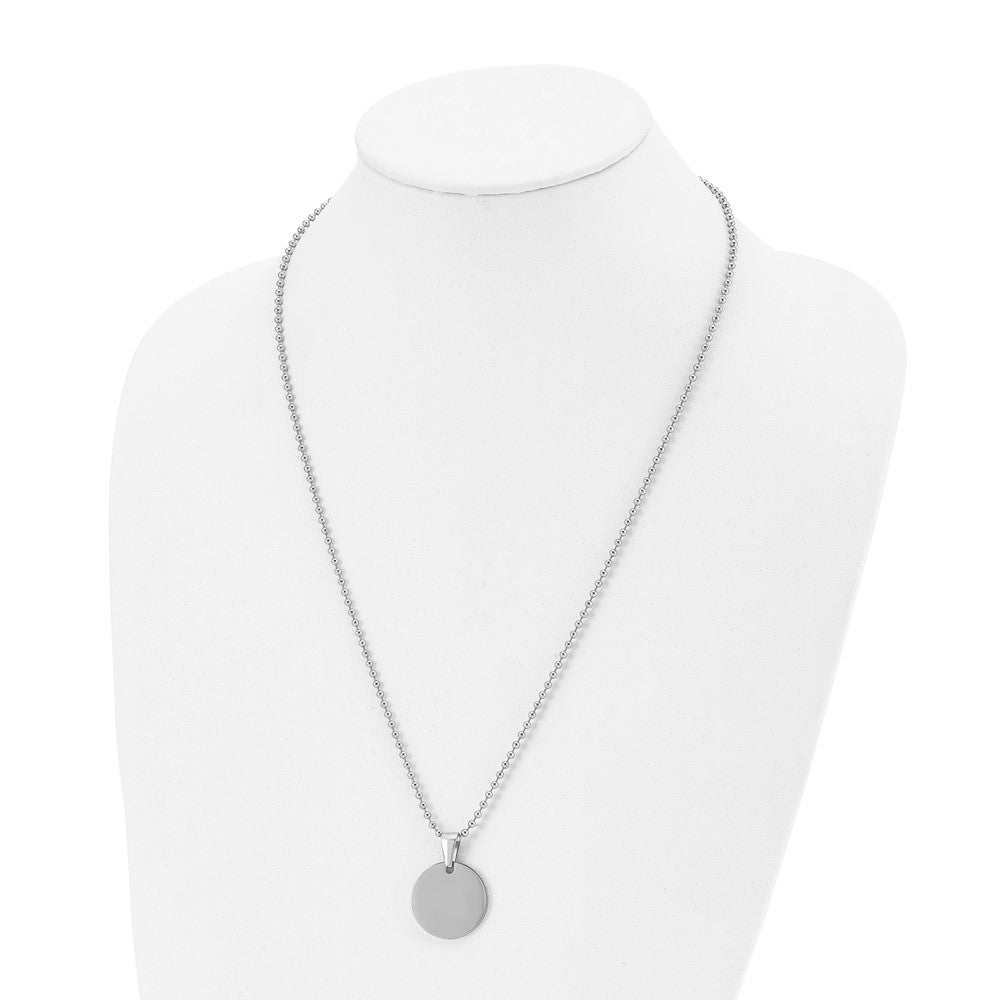 FJC Finejewelers Stainless Steel Brushed and Polished Round 2mm Dog Tag Necklace 24 Inches x 22 mm