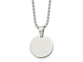 FJC Finejewelers Stainless Steel Brushed and Polished Round 2mm Dog Tag Necklace 24 Inches x 22 mm