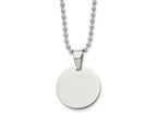 FJC Finejewelers Stainless Steel Brushed and Polished Round 2mm Dog Tag Necklace 24 Inches x 22 mm